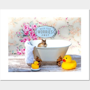 Tiny Chipmunk in a claw foot tub Posters and Art